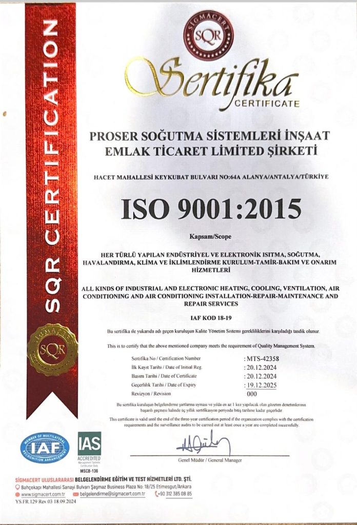 Proser ISO 9001 Sertifika